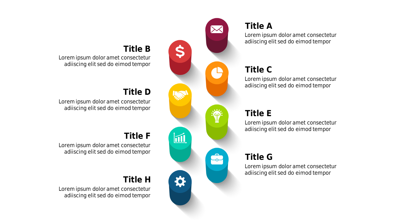 Engaging Vertical Color Block Icon List for Presentations