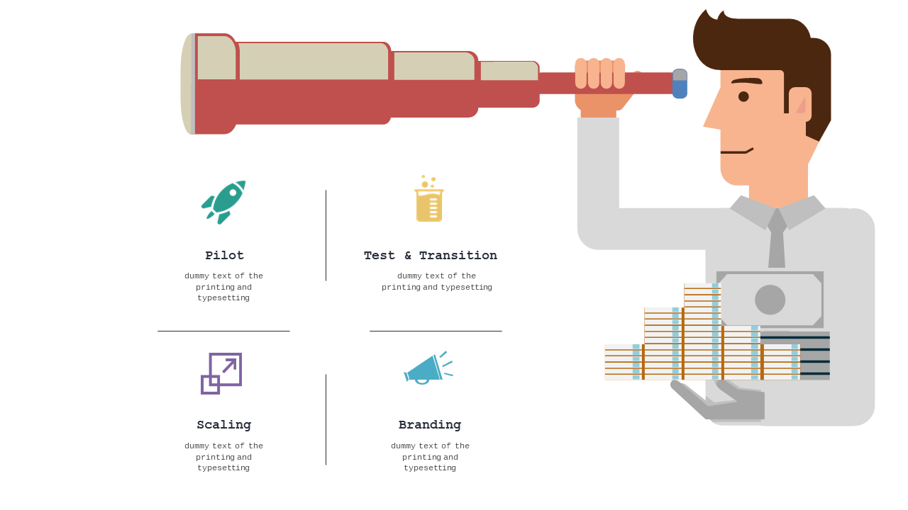 4-Step Business Strategy Overview with Icons