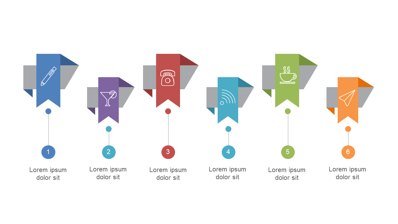 Outline Processes with Colorful Banner Icons