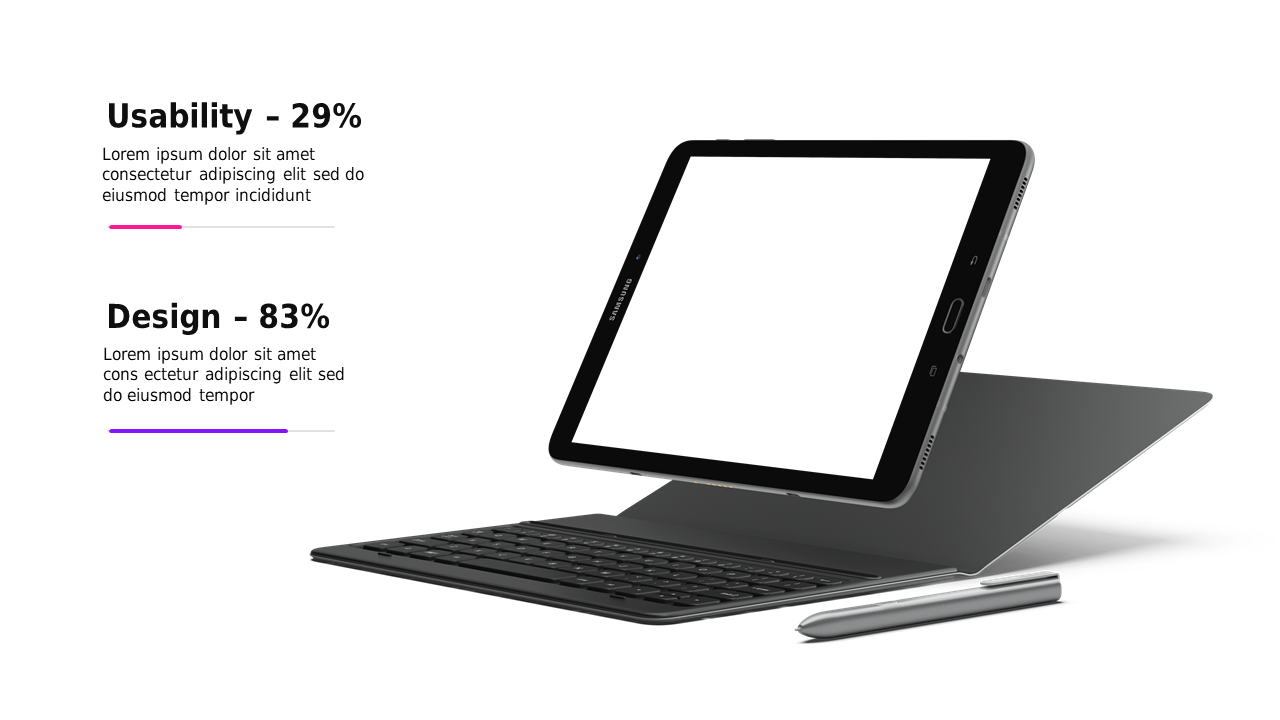 Usability vs. Design Metrics with Tablet Mockup
