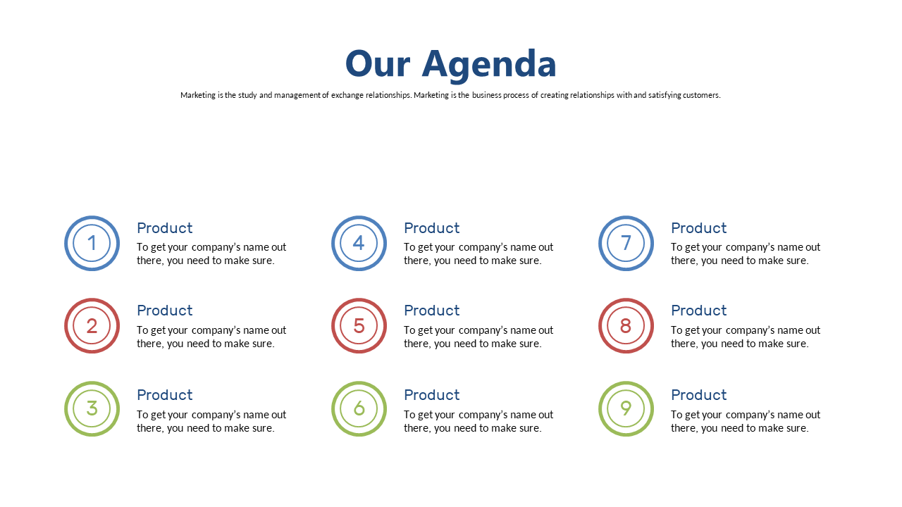 Outline Key Topics with Circular Agenda