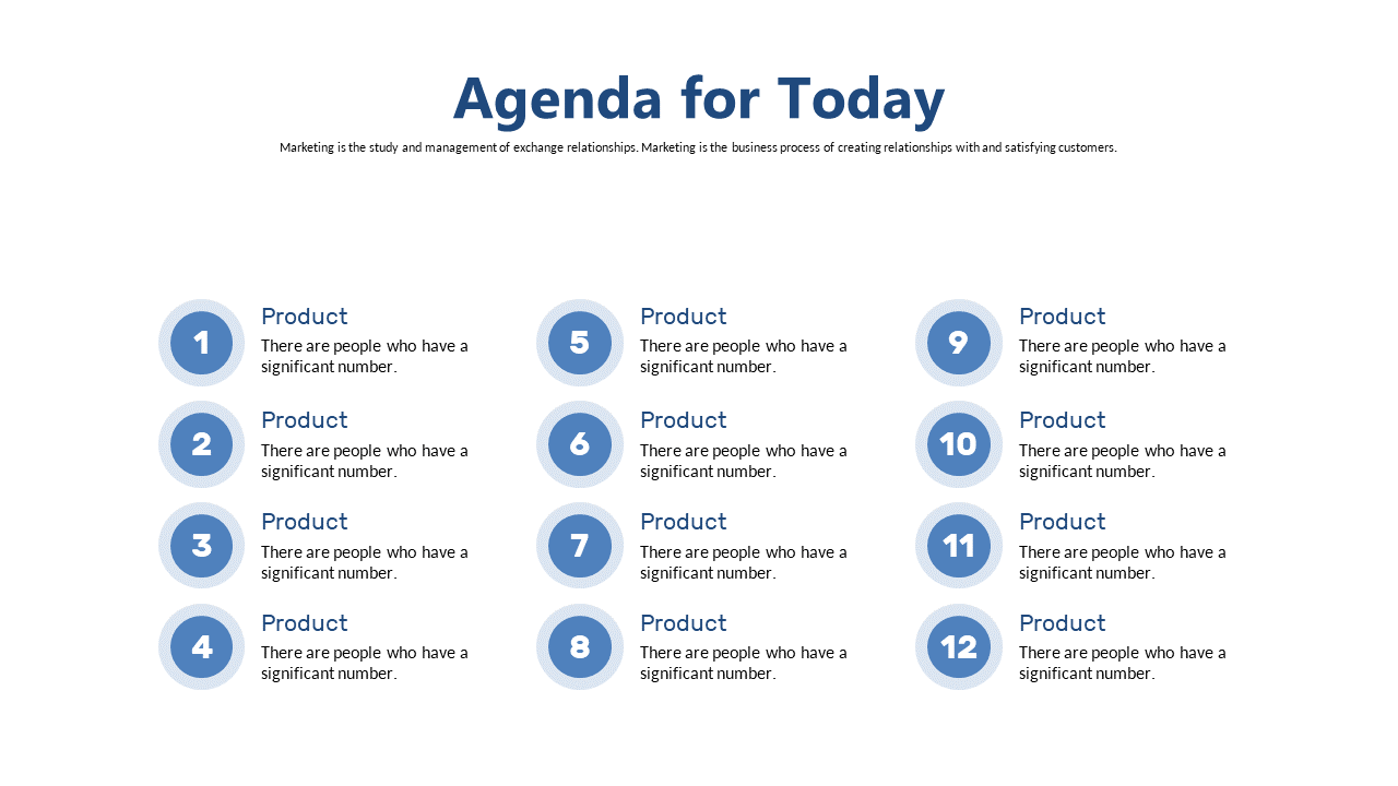 Outline Topics with Circular Numbered Agenda