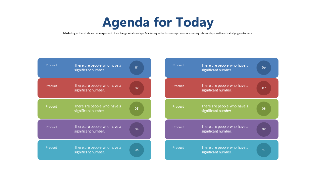 Colorful Numbered Agenda for Business Presentations
