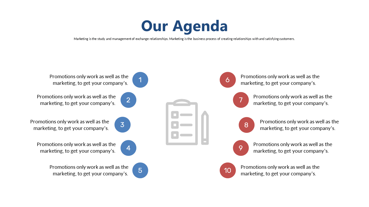 Organized Agenda List with Icons for Clarity