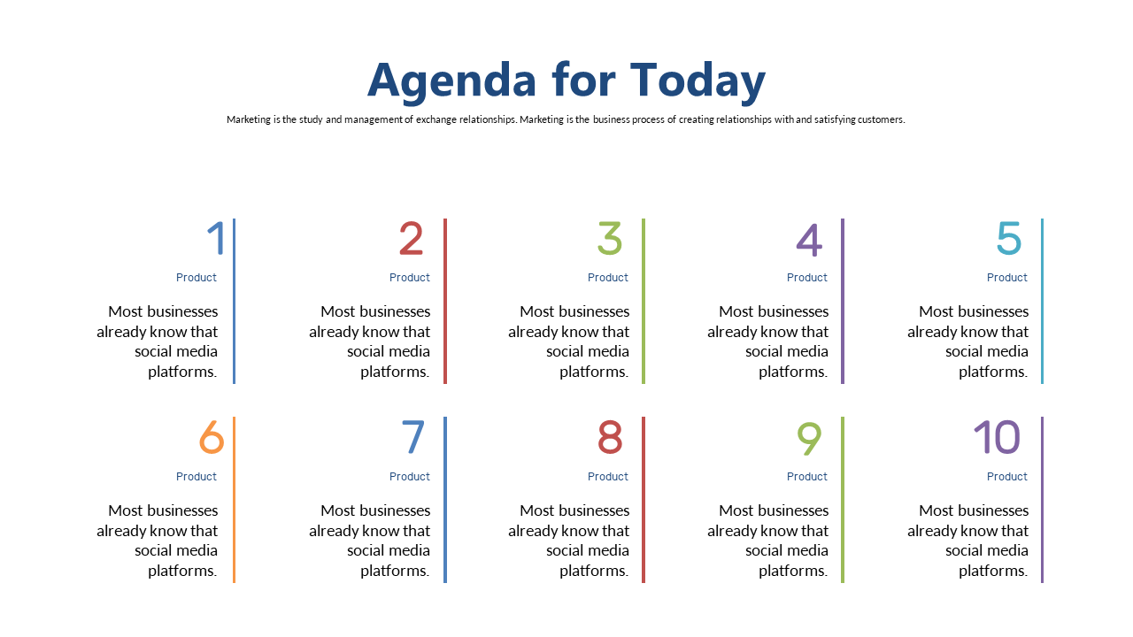 Organized Agenda with Product-Focused Sections