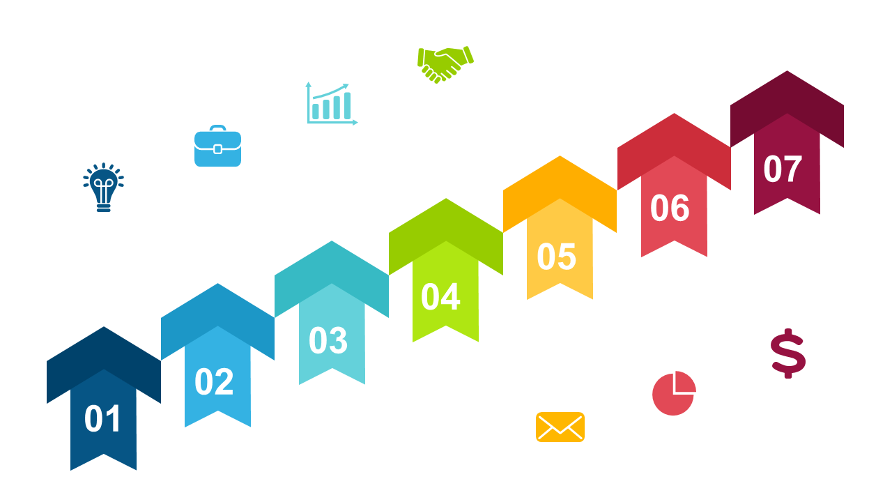 Visualize Growth with Colorful Arrow Steps
