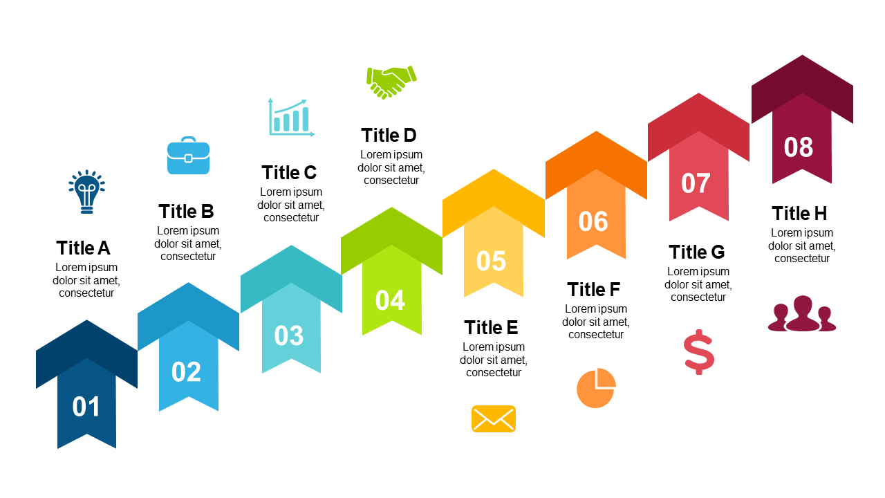 Highlight Processes with Colorful Arrowed Steps