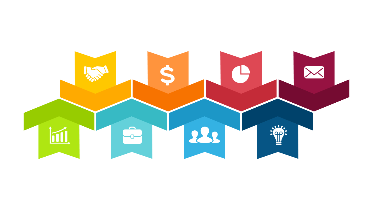 Hexagonal Icons with Arrows for Marketing