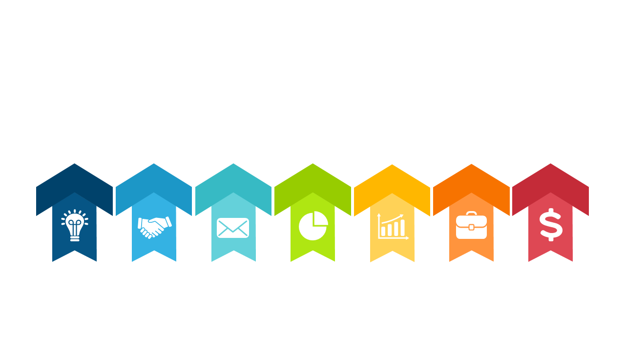 Upward Arrows with Icons for Growth Strategy