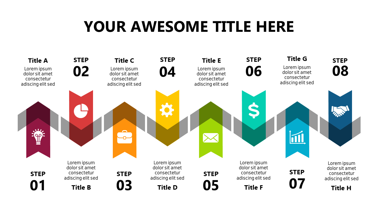 Present Business Initiatives with Chevron Steps Layout