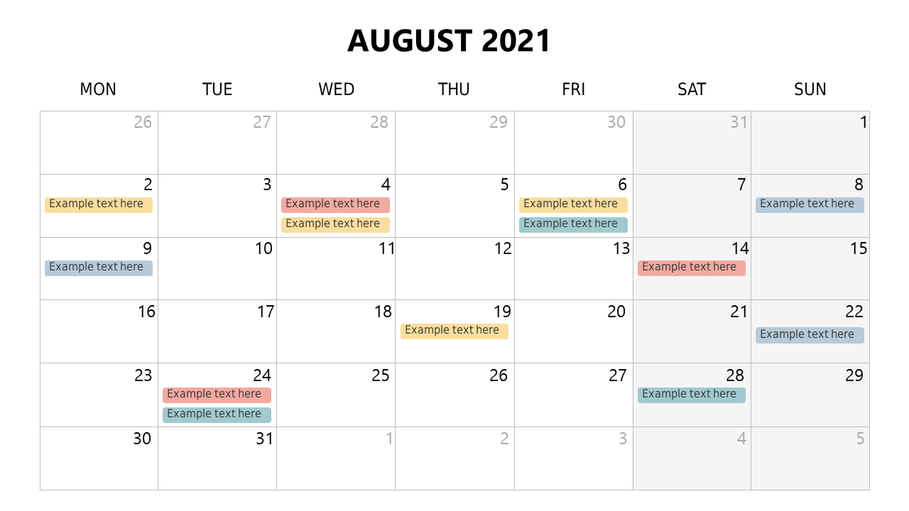 Monthly Calendar for Task Visualization