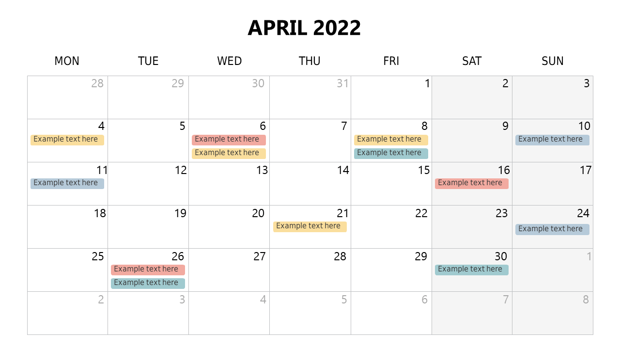Monthly Calendar for Event Management