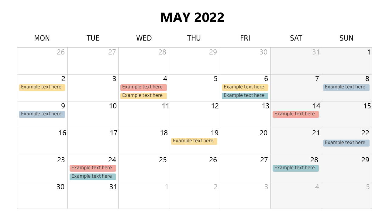 Monthly Calendar for Visualizing Deadlines
