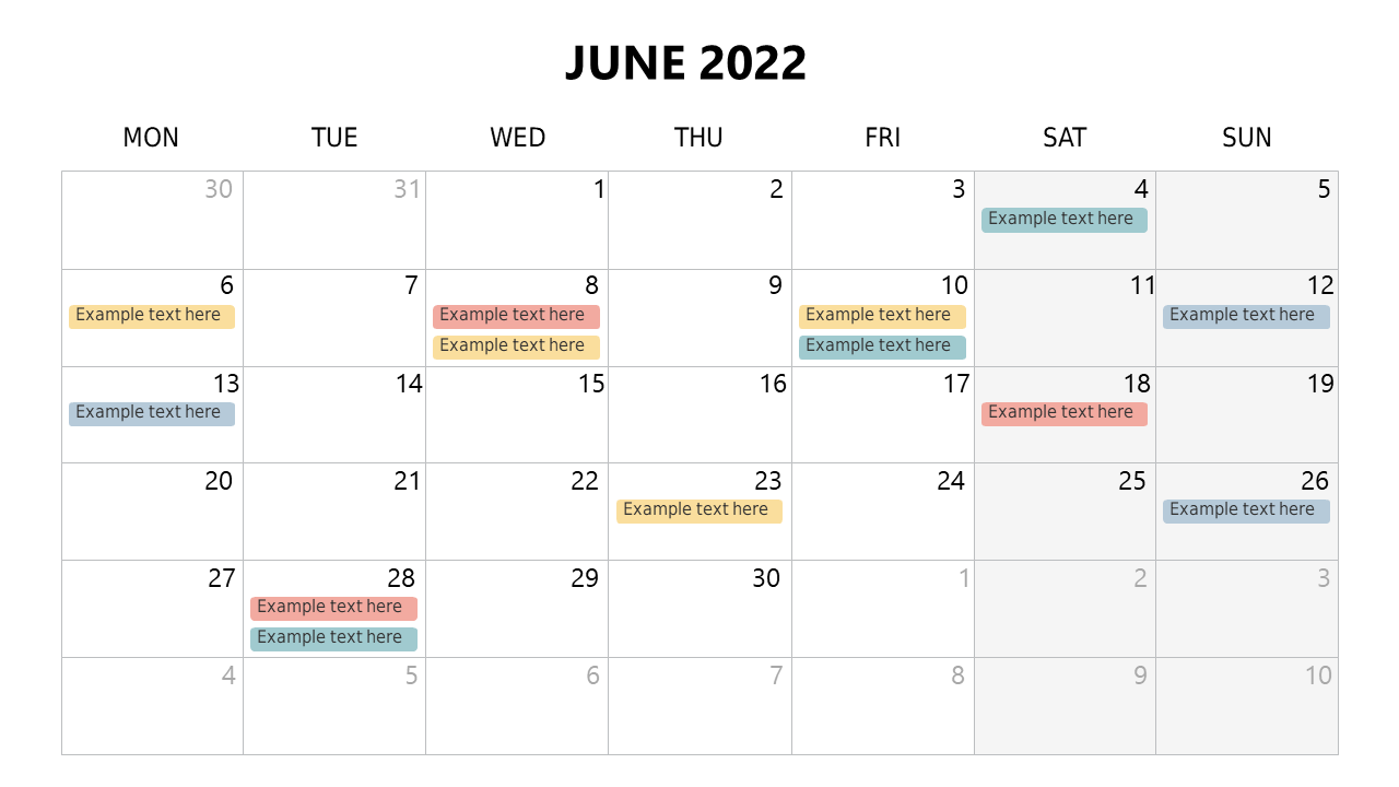 Editable Monthly Calendar for Meetings
