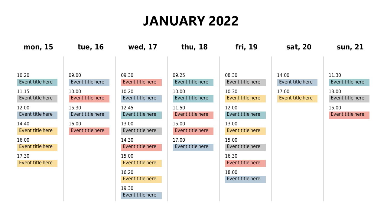Manage Time with Weekly Event Schedule