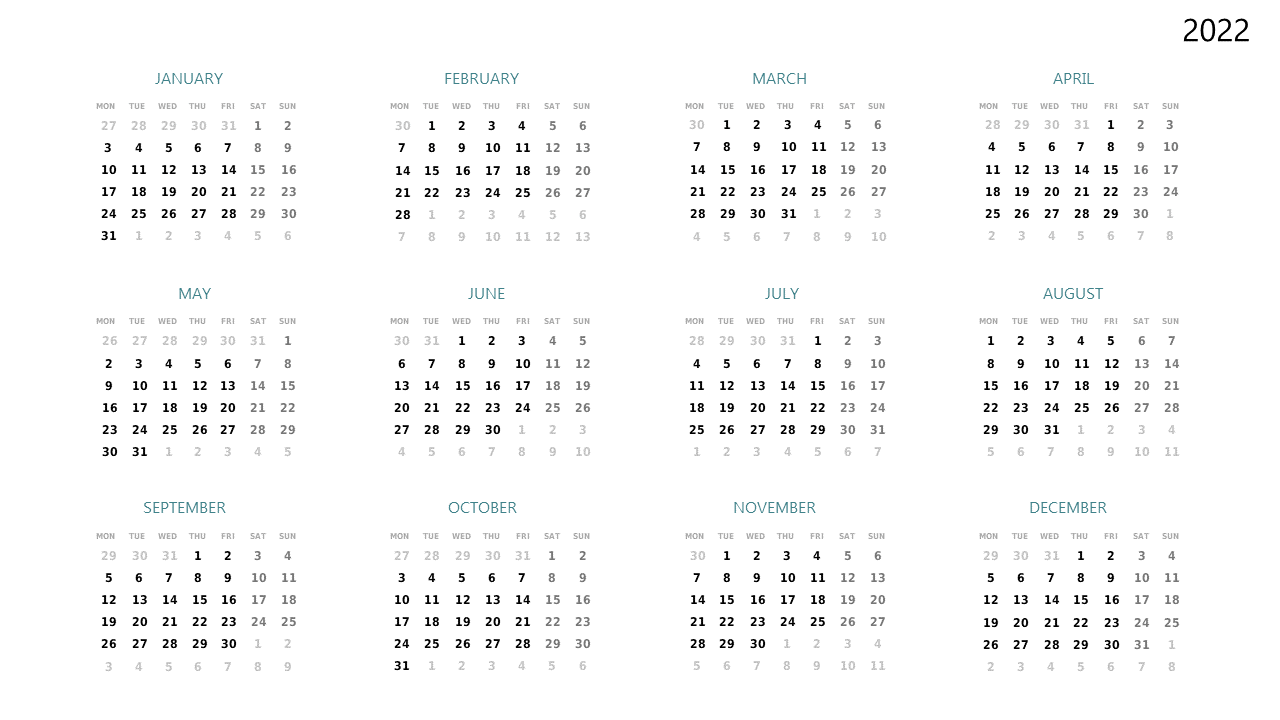 Annual Planning Calendar for Business