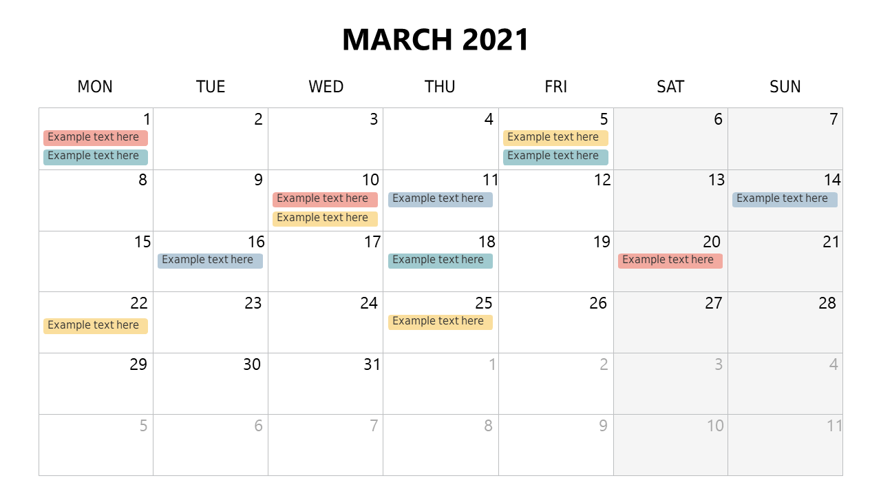 Present Events with Monthly Calendar Annotations V5