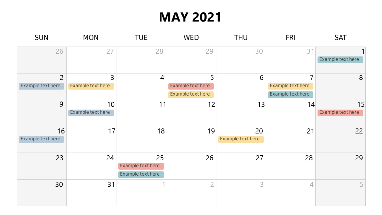 Track Events with Editable Monthly Calendar