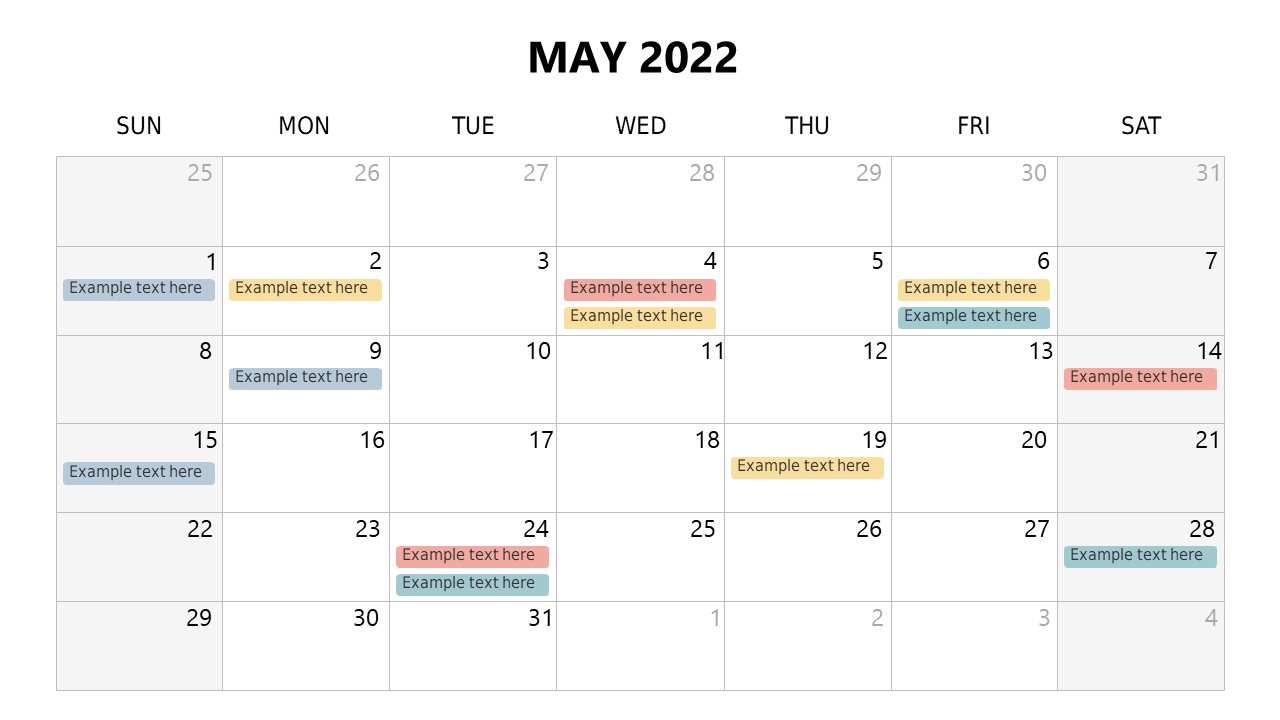 Track Events with Editable Monthly Calendar Layout
