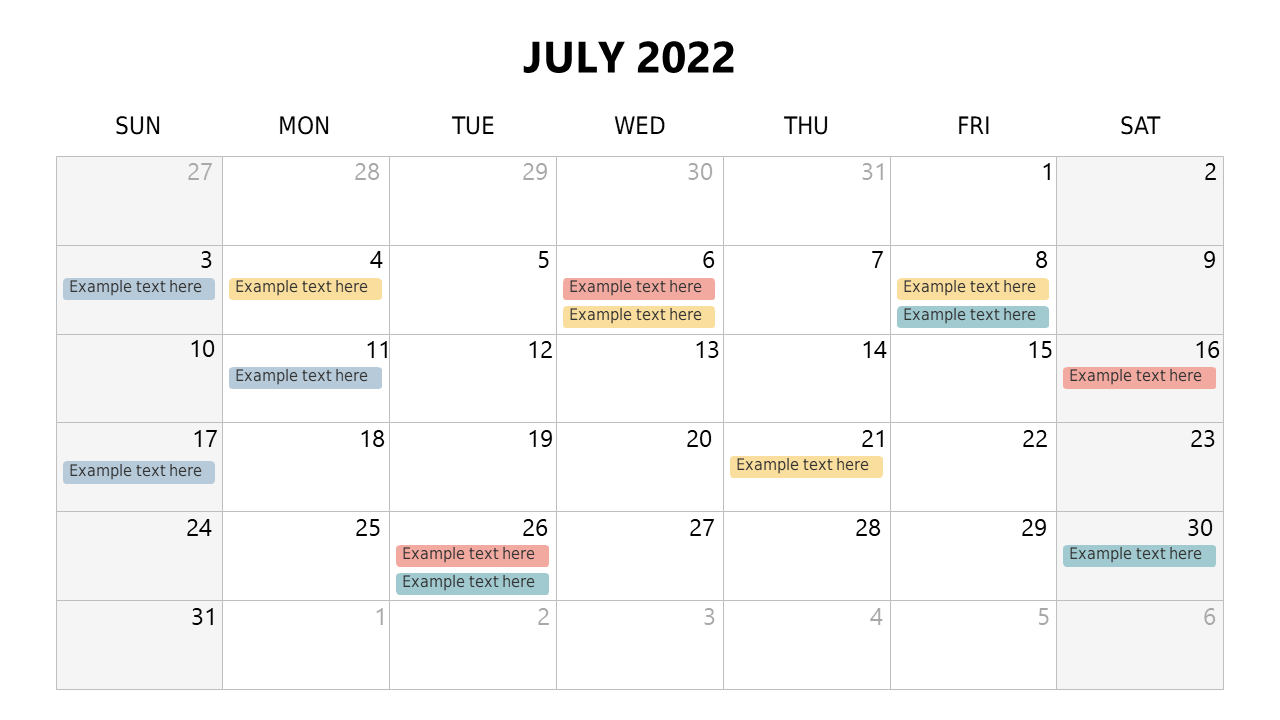 Monthly Calendar Layout for Scheduling Events