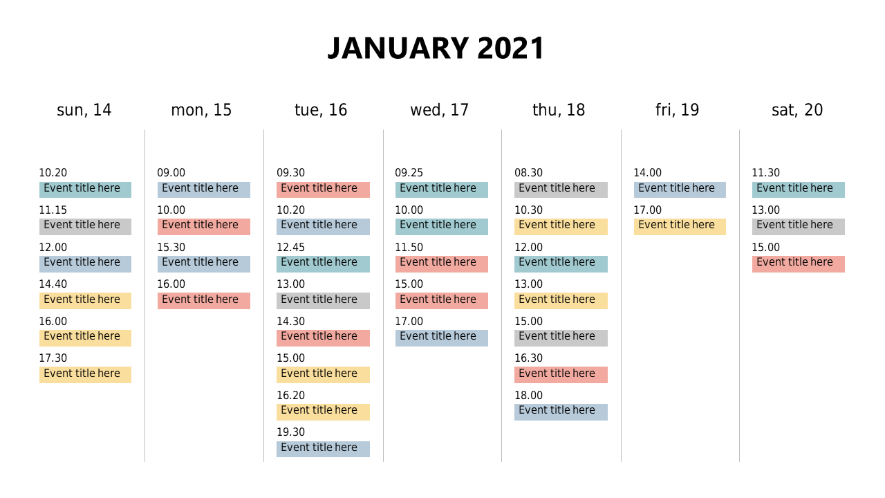 Coordinate Events with Weekly Schedule V2