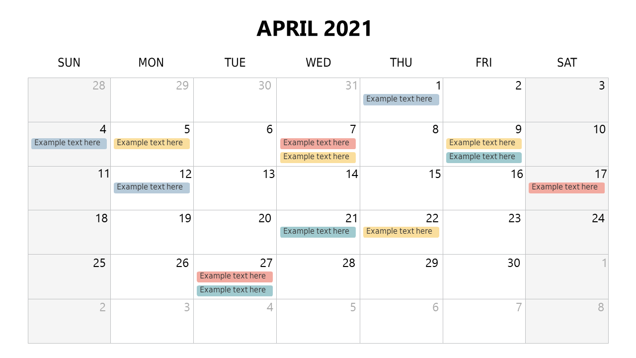 Present Schedules with Editable Monthly Calendar