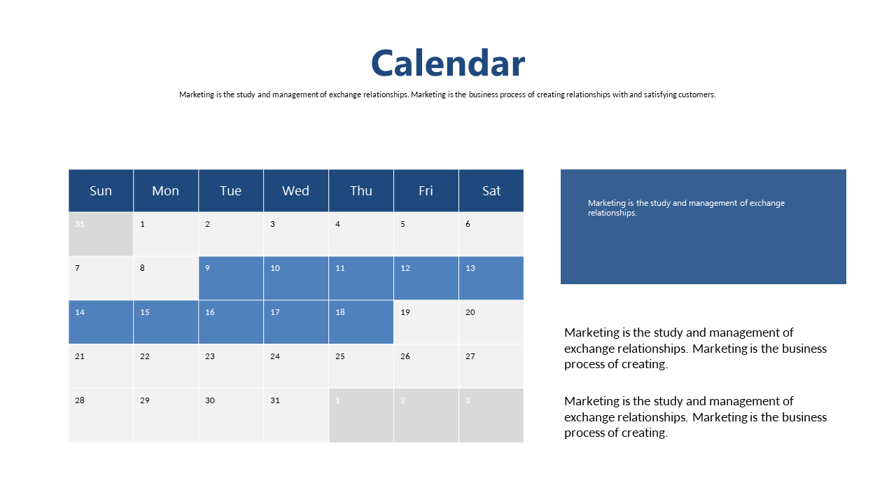 Weekly Calendar with Marketing Insights