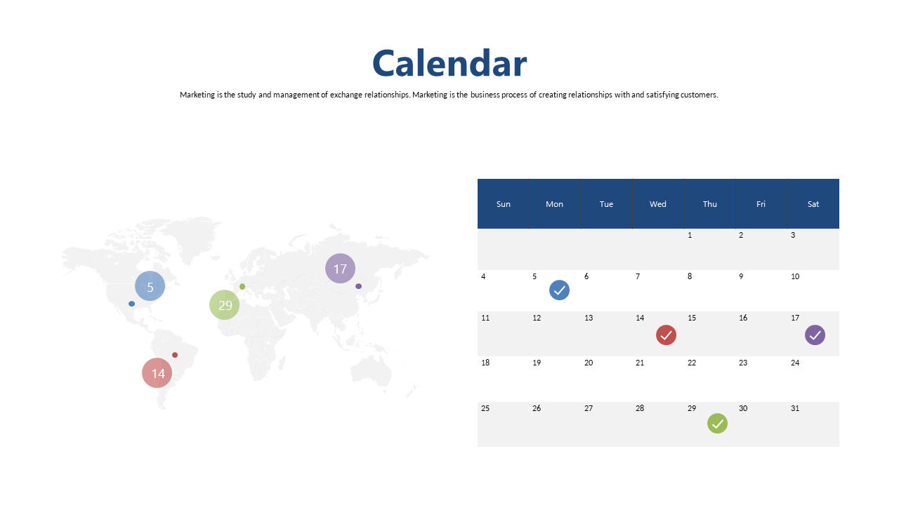 World Map with Integrated Weekly Calendar