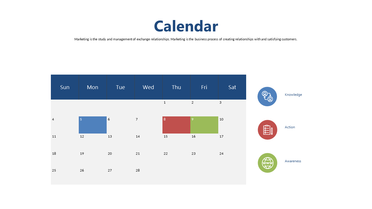 Weekly Marketing Calendar for Key Activities