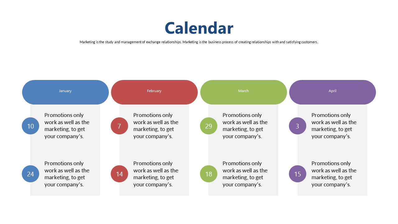Monthly Calendar for Marketing Promotions