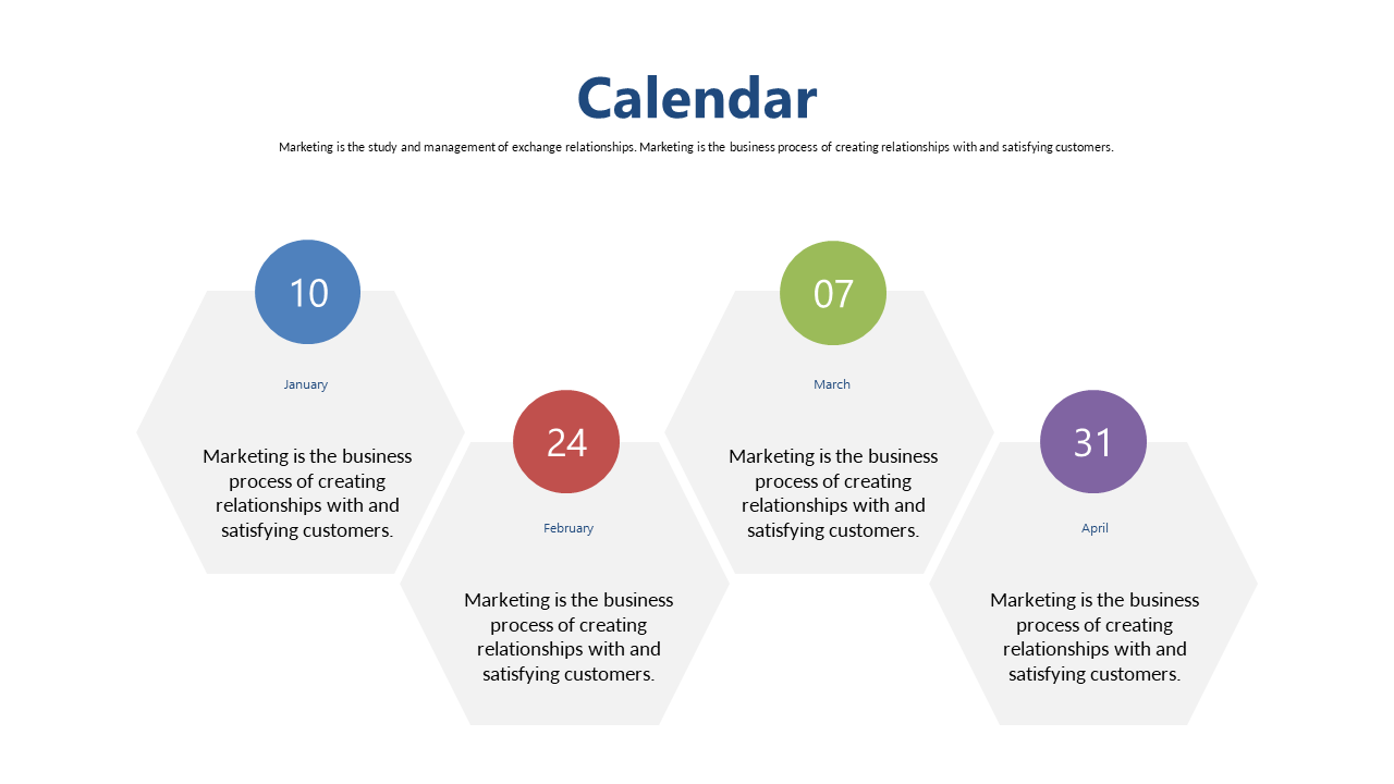 Hexagonal Calendar for Monthly Marketing Focus