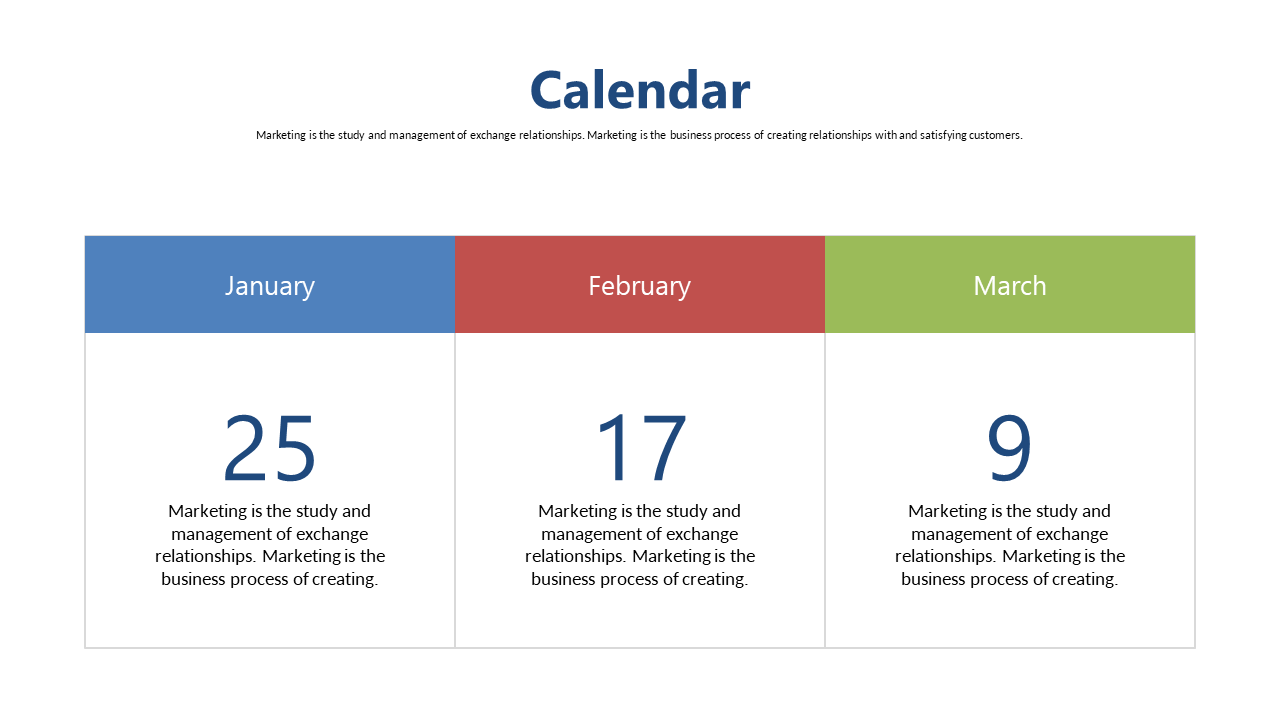 Display Key Marketing Insights with Monthly Calendar