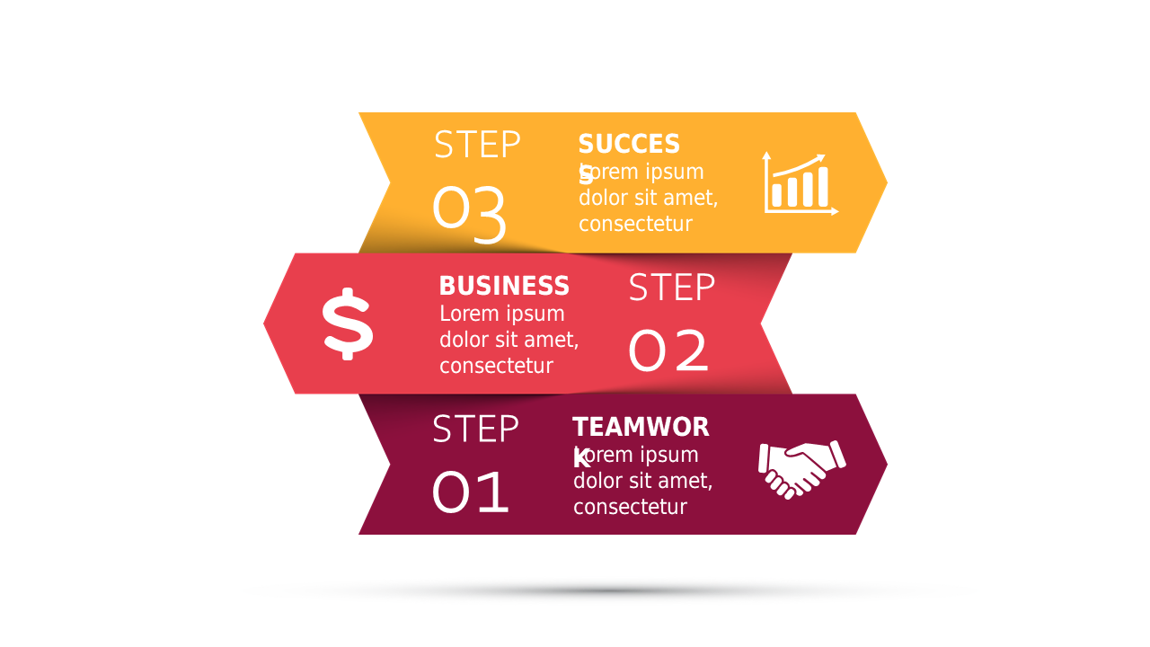 Present Processes with Colorful Steps and Icons