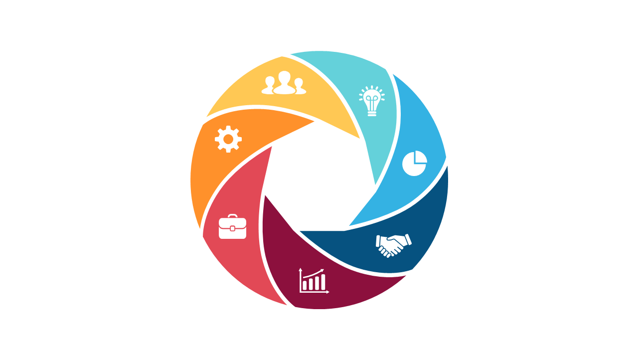 Engage Audiences with Circular 6-Step Process Diagram