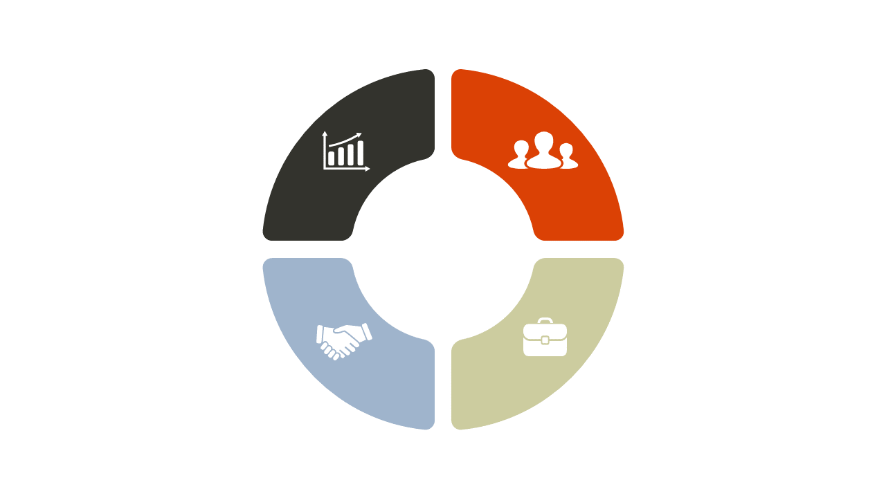 Present Information with Circular 4-Step Diagram