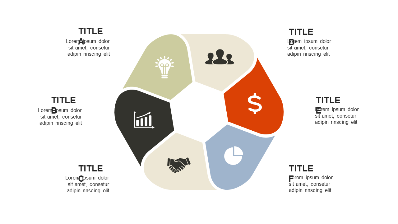 Illustrate Workflows with Circular 6-Step Diagram Style