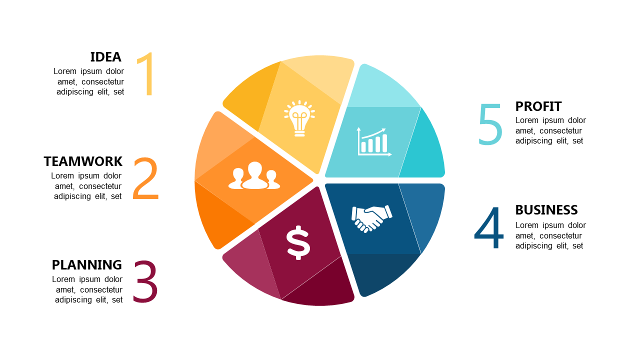Highlight Key Concepts with 5-Step Circular Diagram