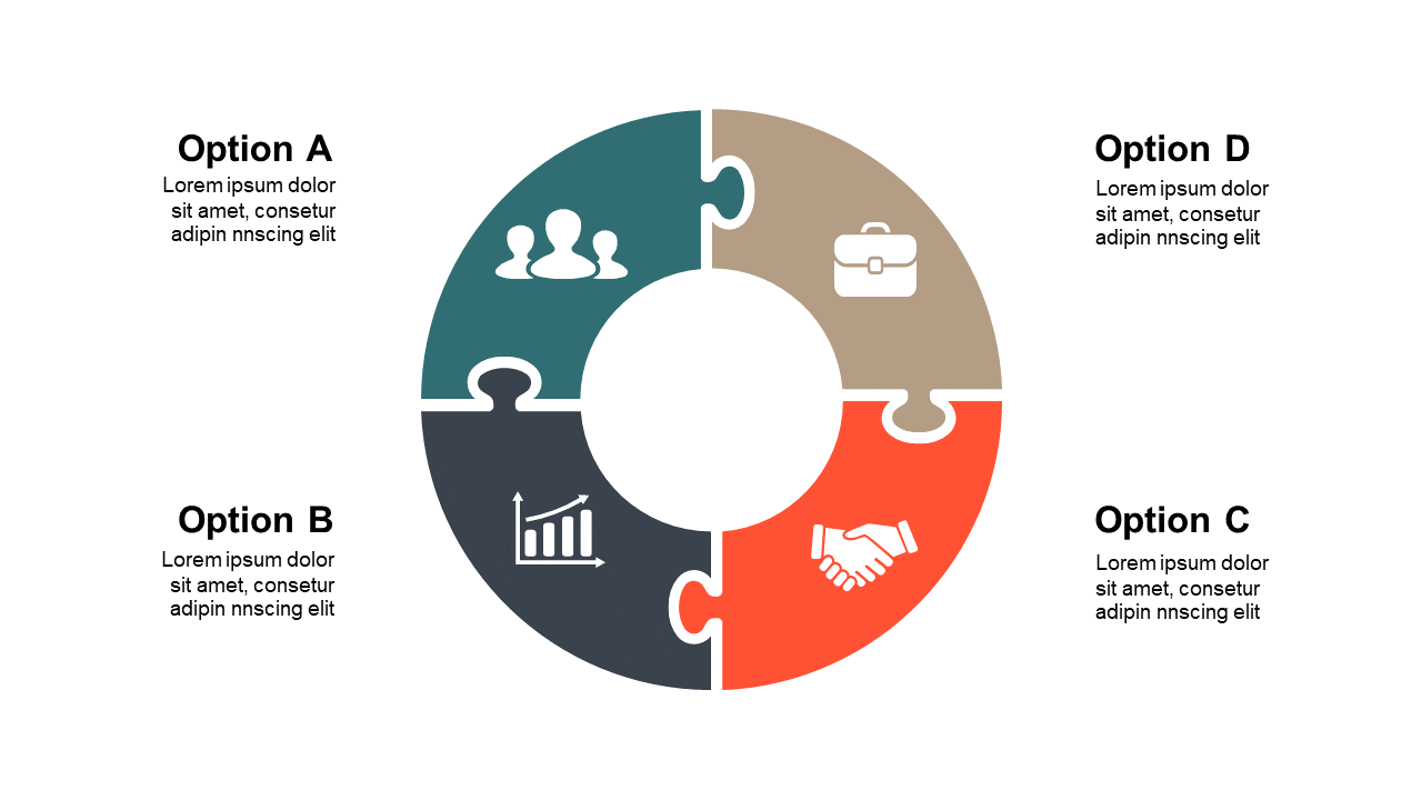 Present 4 Strategic Options with Circular Puzzle