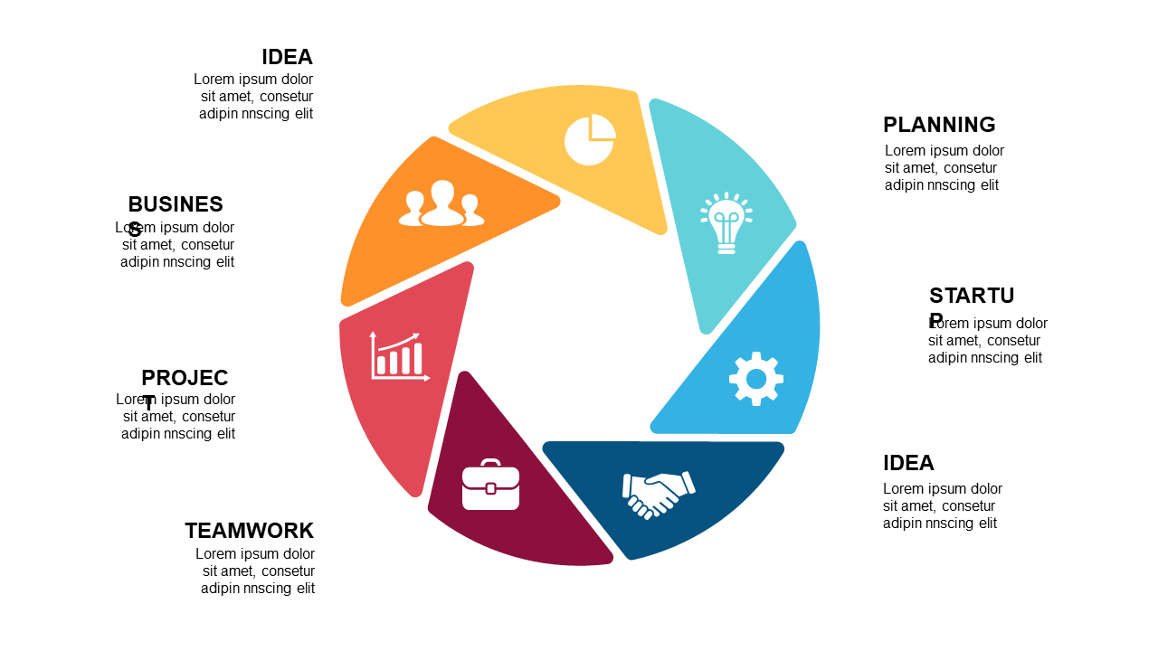 Visualize Ideas with 8-Segment Circular Process Diagram