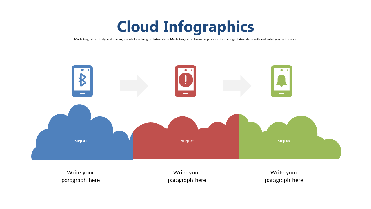Outline Strategies with Cloud Infographics 3-Step Process