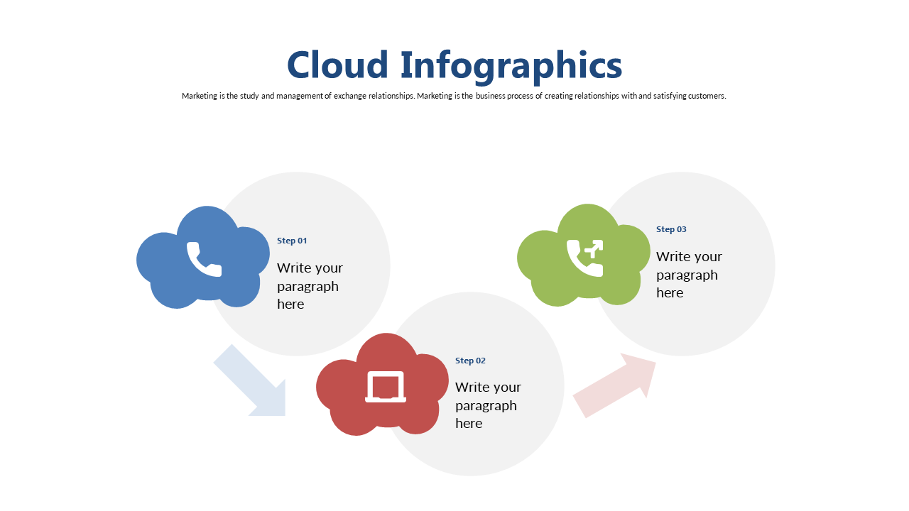 Showcase 3-Step Process Flow with Cloud Infographic