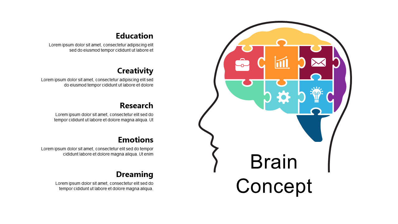 Engaging Puzzle Pieces Brain Concept for Education