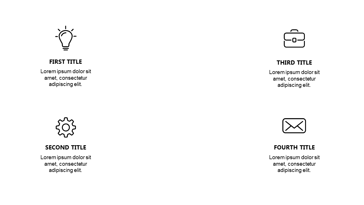 Four-Icon Grid for Ideas Presentation