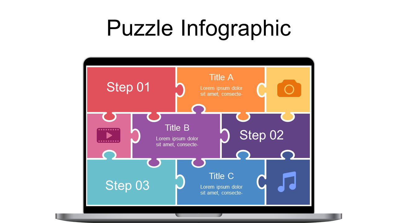 Engaging 3-Step Puzzle Process Layout