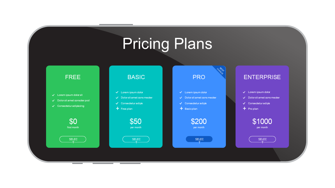 Compare Subscription Pricing Plans in PowerPoint
