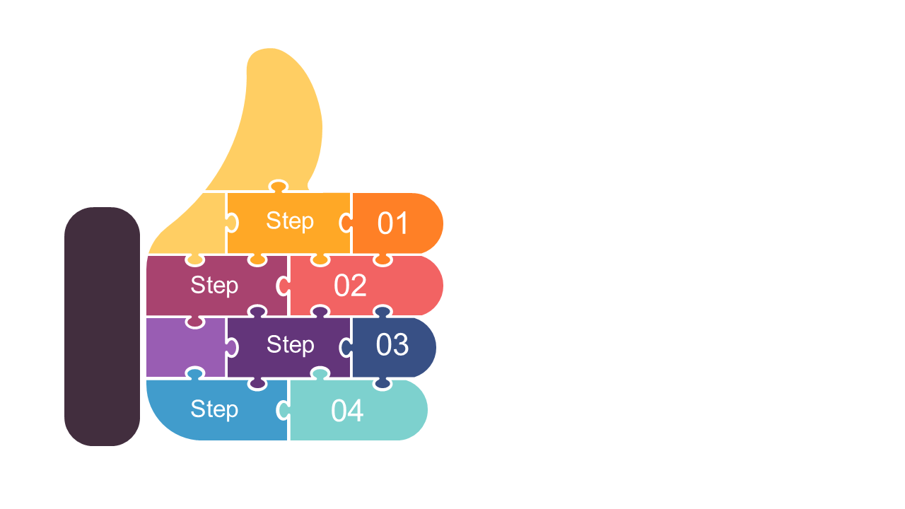 Explain 4-Step Process with Thumbs Up Puzzle Layout