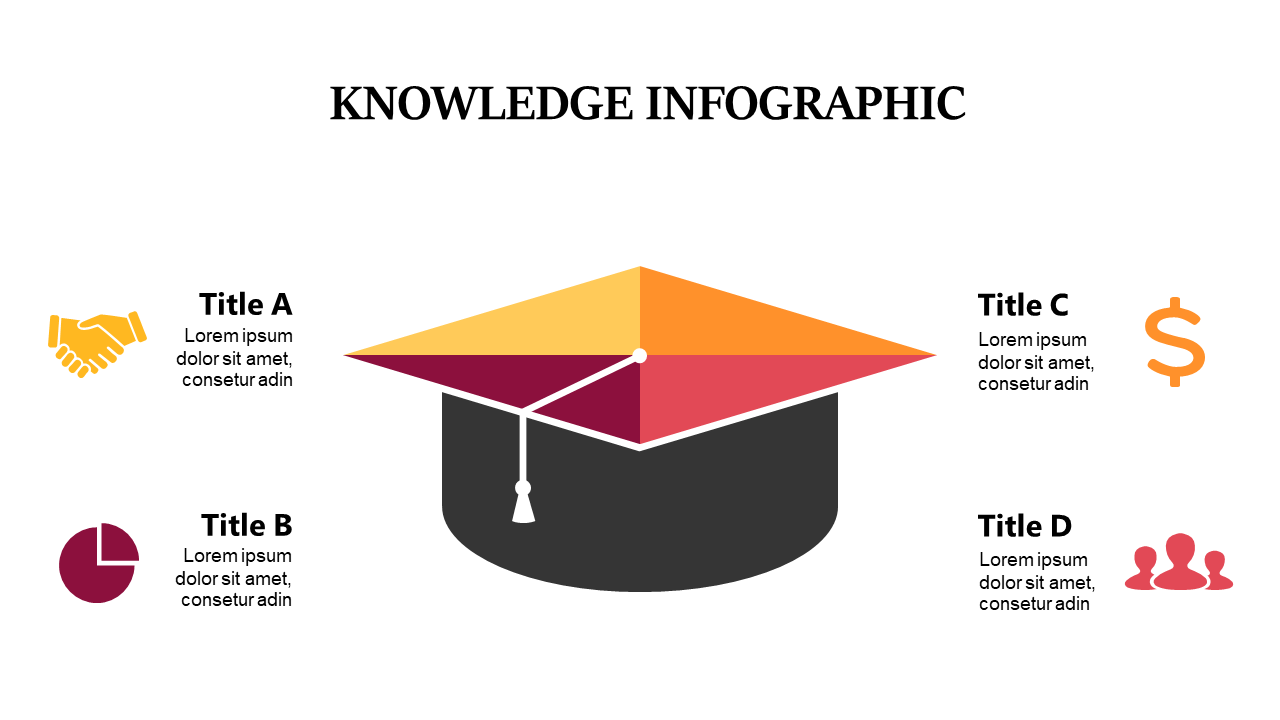 Show Knowledge Concepts with Graduation Cap Infographic