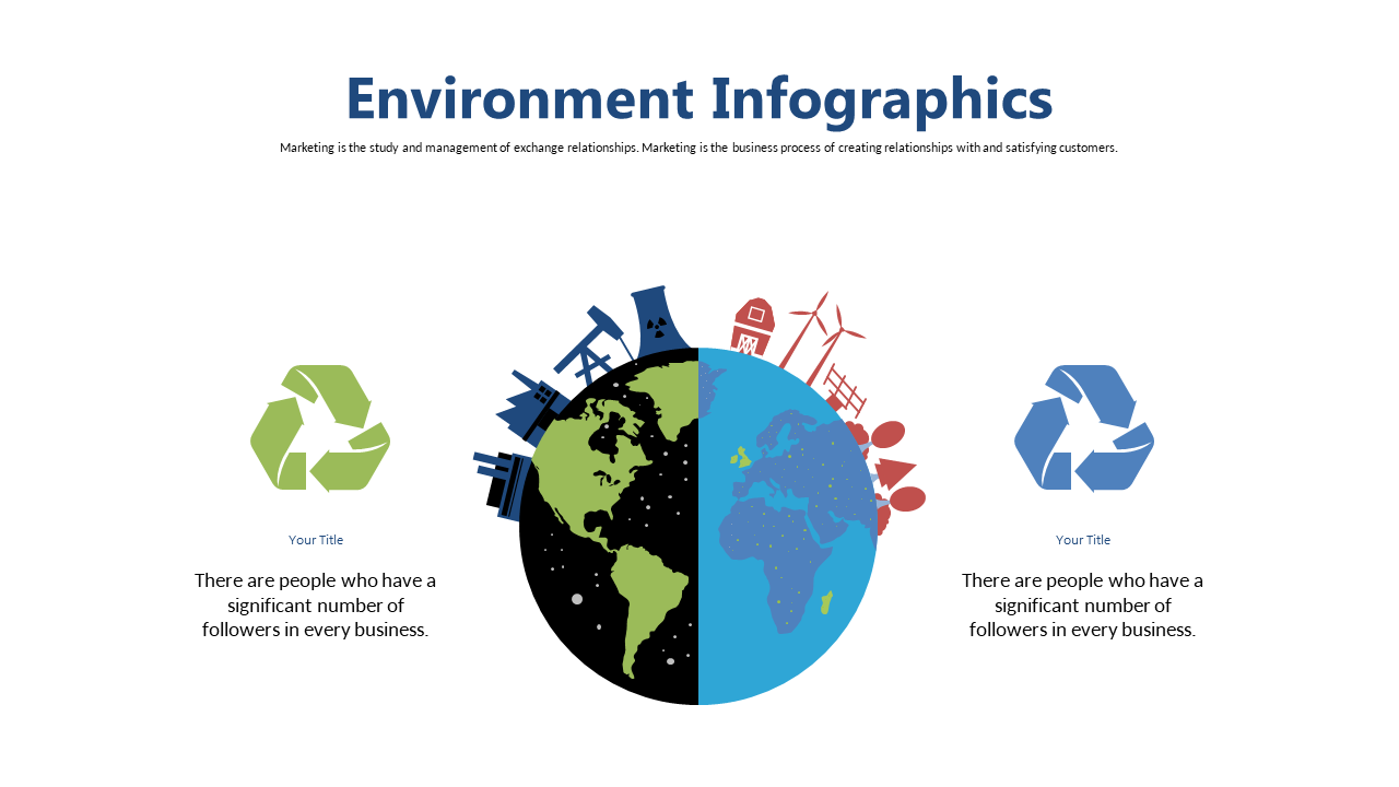 Present Environmental Data with Globe and Recycling Icons