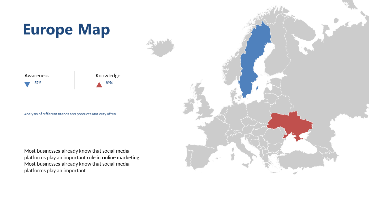 Analyze Awareness Metrics with Europe Map Infographic