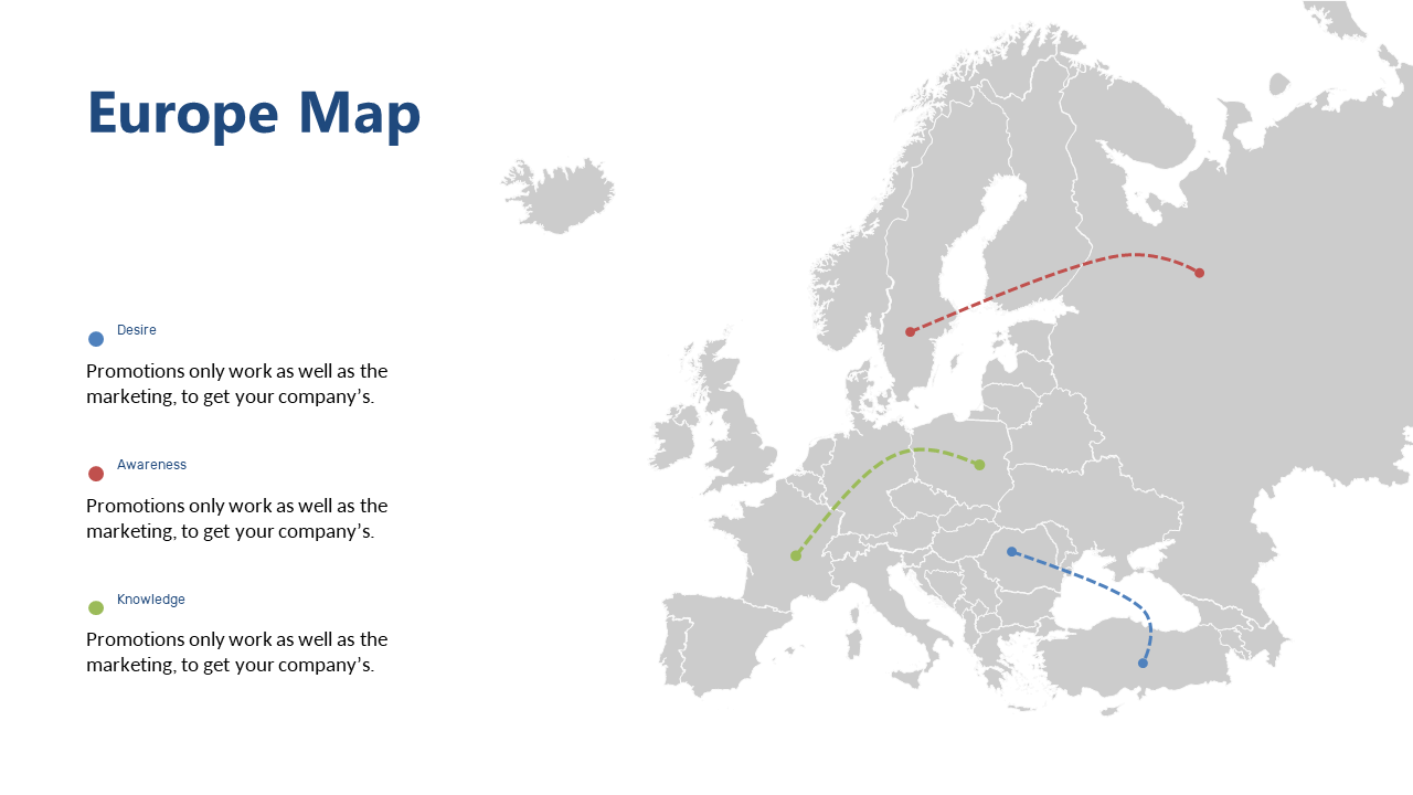 Highlight Marketing Stages on Europe Map